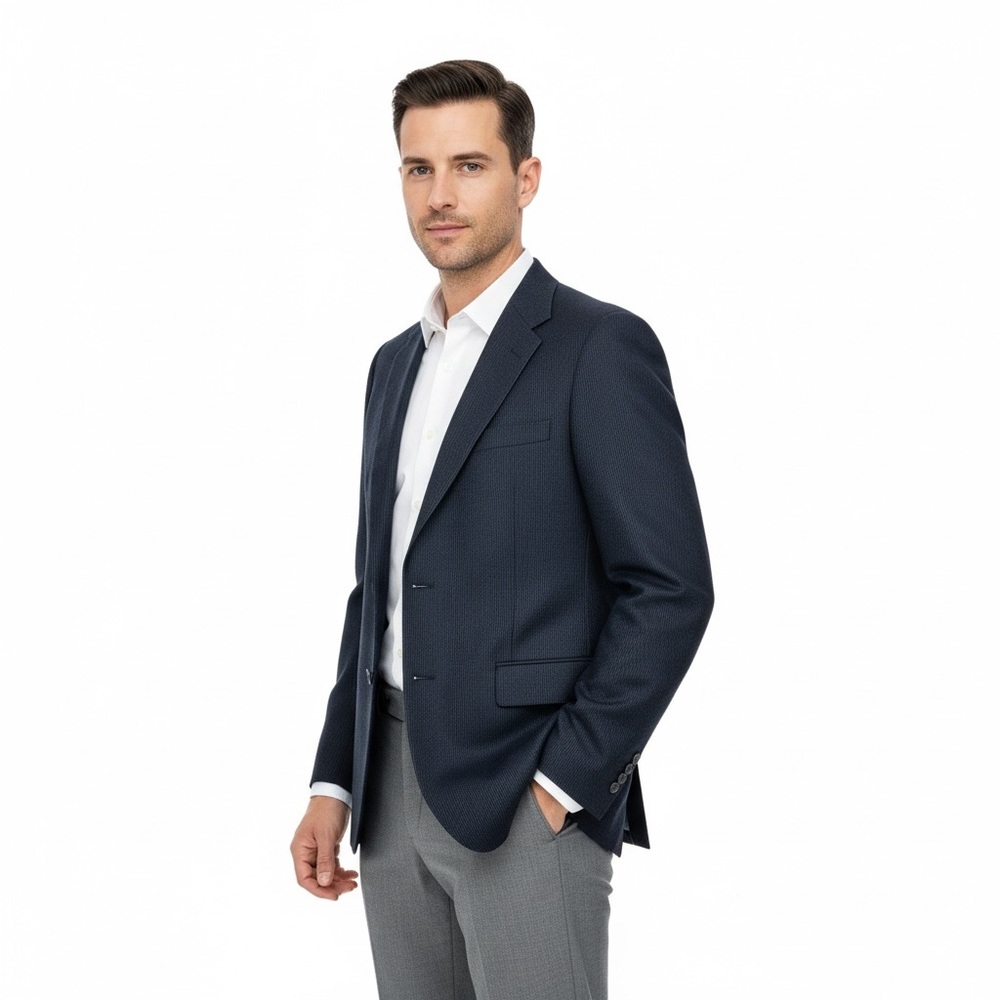 lanvin paris blazer sport coat vintage 38r dark blue striped wool slim fit